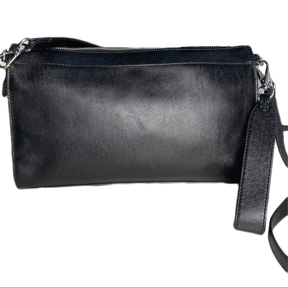 WHBM Leather Colorblock Striped Clutch Crossbody Shoulder Purse Red Pink Black - Picture 4 of 15